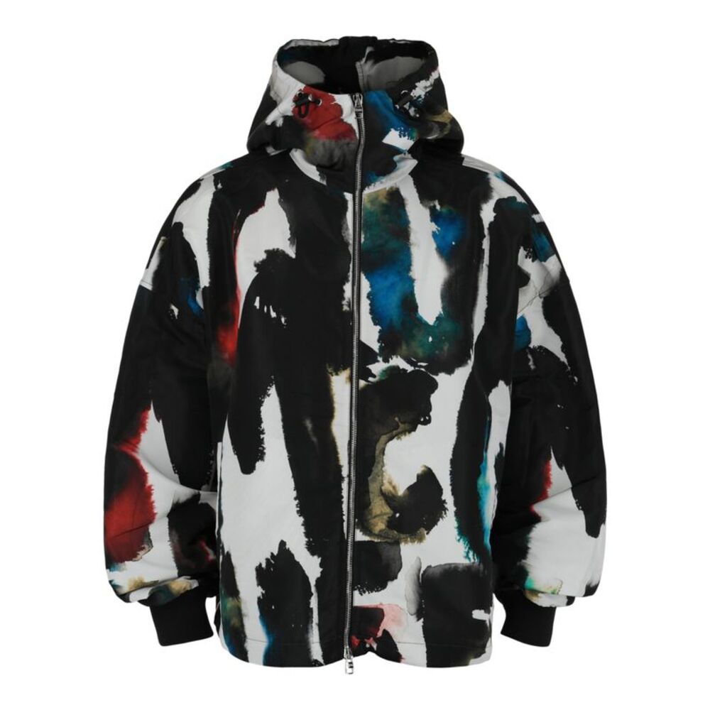Alexander McQueen Watercolor Graffiti Hooded Windbreaker Multi Mens